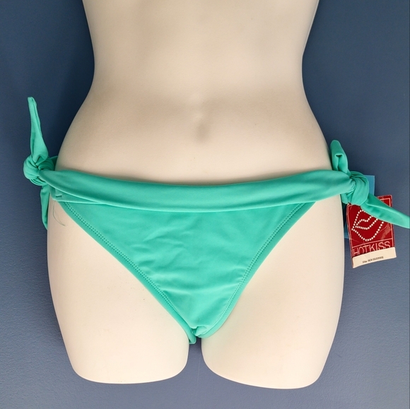 Hot Kiss Aqua Side Tie Bikini Swimwear Beach Swim Bottom Size M - Picture 1 of 9